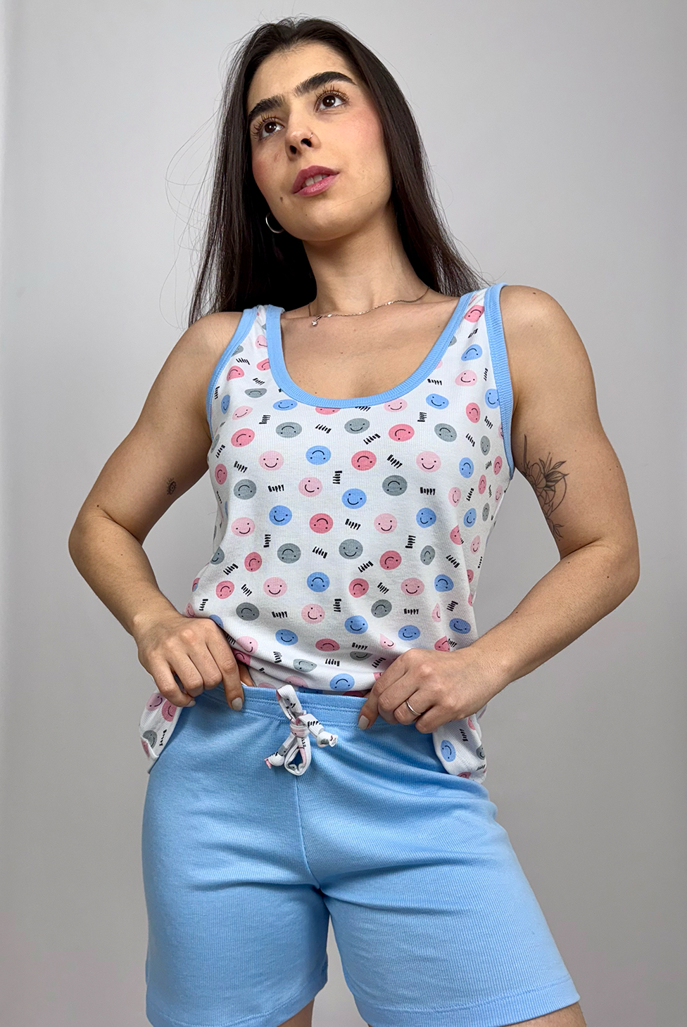 Pijama Regata Malha Canelada