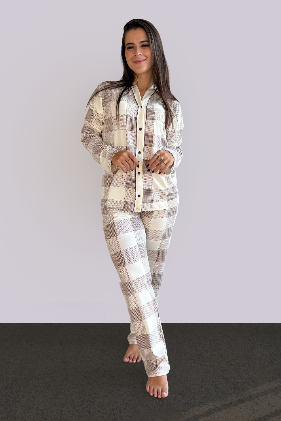 Pijama Americano Longo em Suede