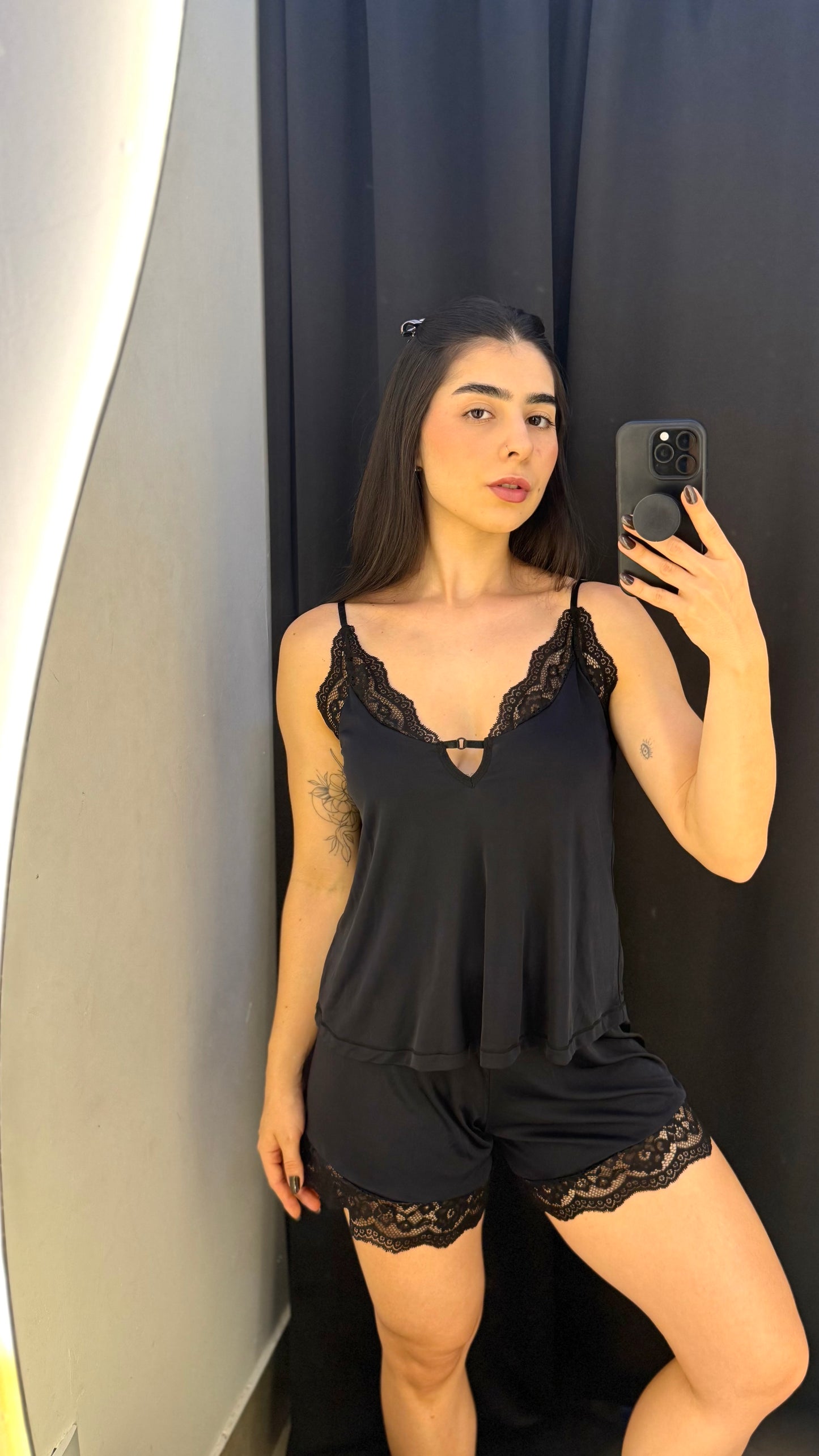Pijama Liganete com detalhes em Renda - R136220