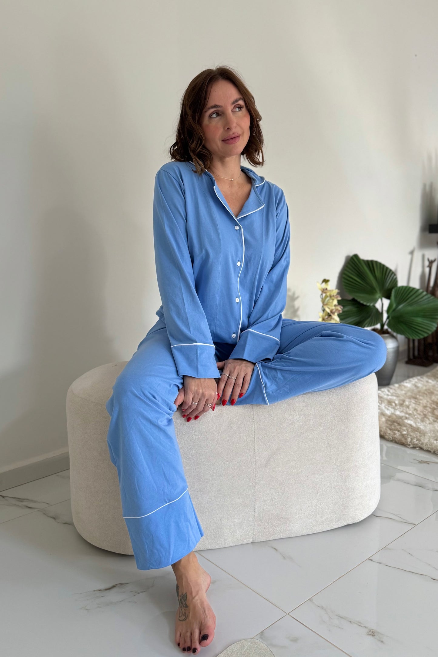 Pijama Americano de Manga Comprida 100% Algodão - R124