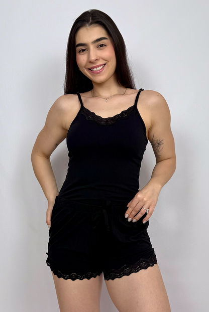 Pijama Malha com Renda