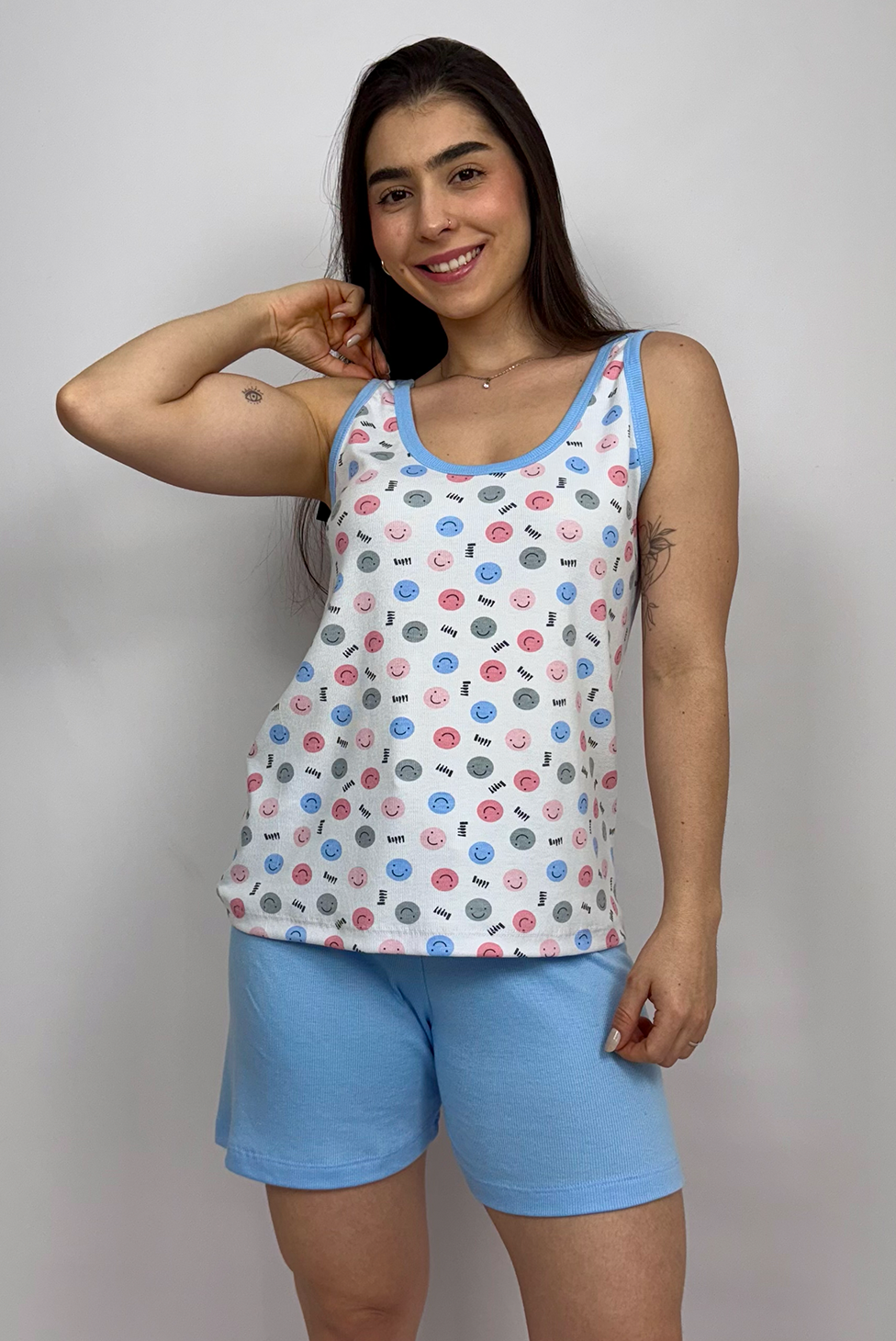 Pijama Regata Malha Canelada