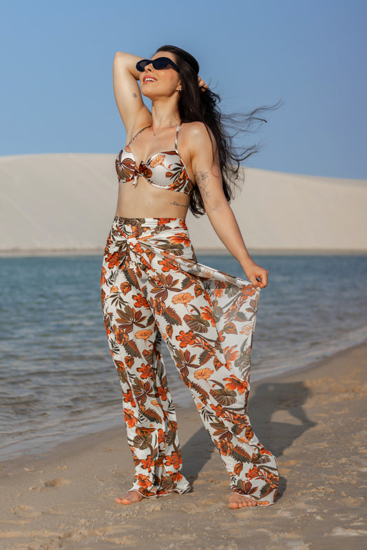 Calça Pantalona Envelope Estampada - R448